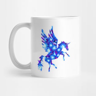 Blue and Purple Flower Pattern Unicorn Pegasus Mug